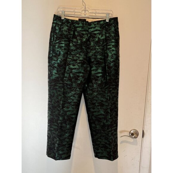 J. Crew Evergreen Jacquard Metallic Cropped Straight Pants Women's Size 8 - Picture 2 of 10
